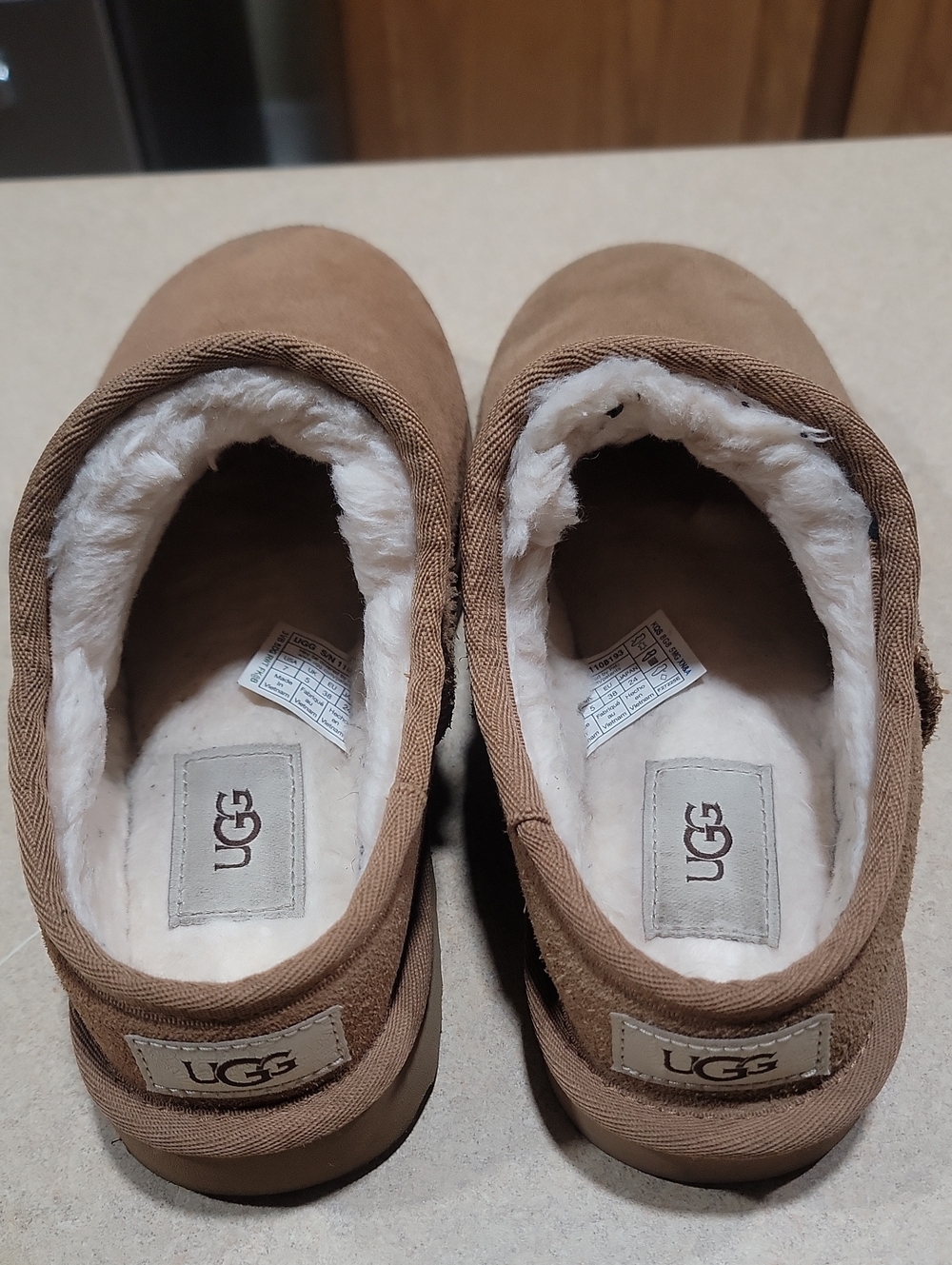 UGG Chestnut Suede Shearling Slip-Ons